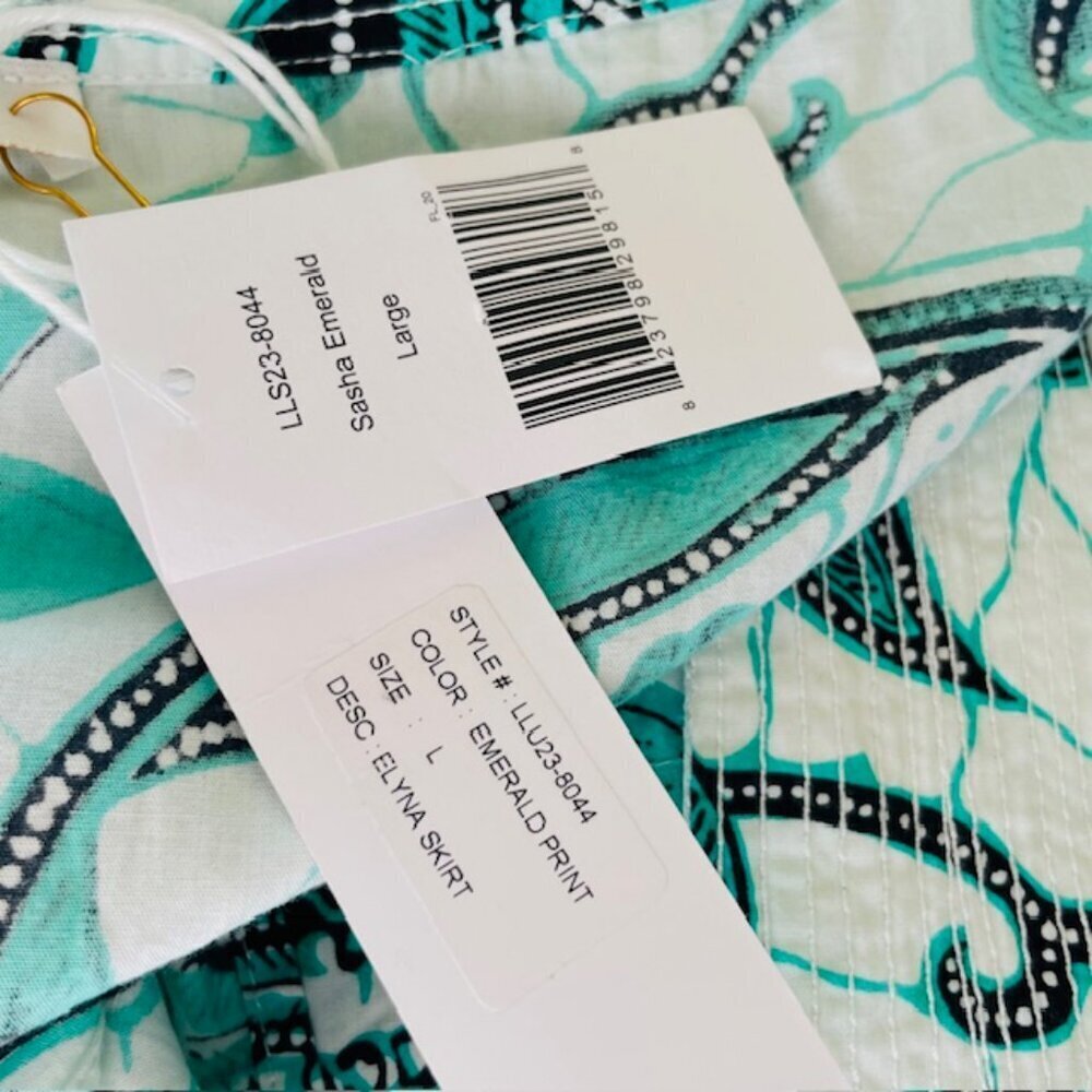 Love the Label Elyna Cotton Wrap Maxi Skirt Sasha Emerald Print NEW NWT Large - Picture 8 of 9